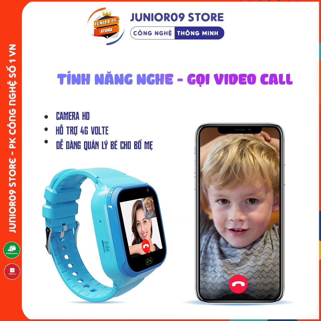 Đồng hồ thông minh Định vị Trẻ em Lắp thẻ sim Nghe gọi Video Call Chống nước cho bé trai bé gái JUNIOR09 WATCH KIDS | BigBuy360 - bigbuy360.vn