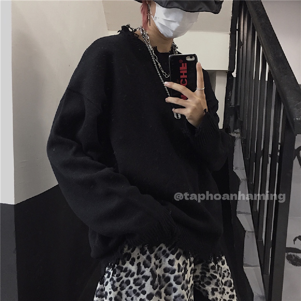 Áo len Trắng - Đen phong cách Hàn Quốc