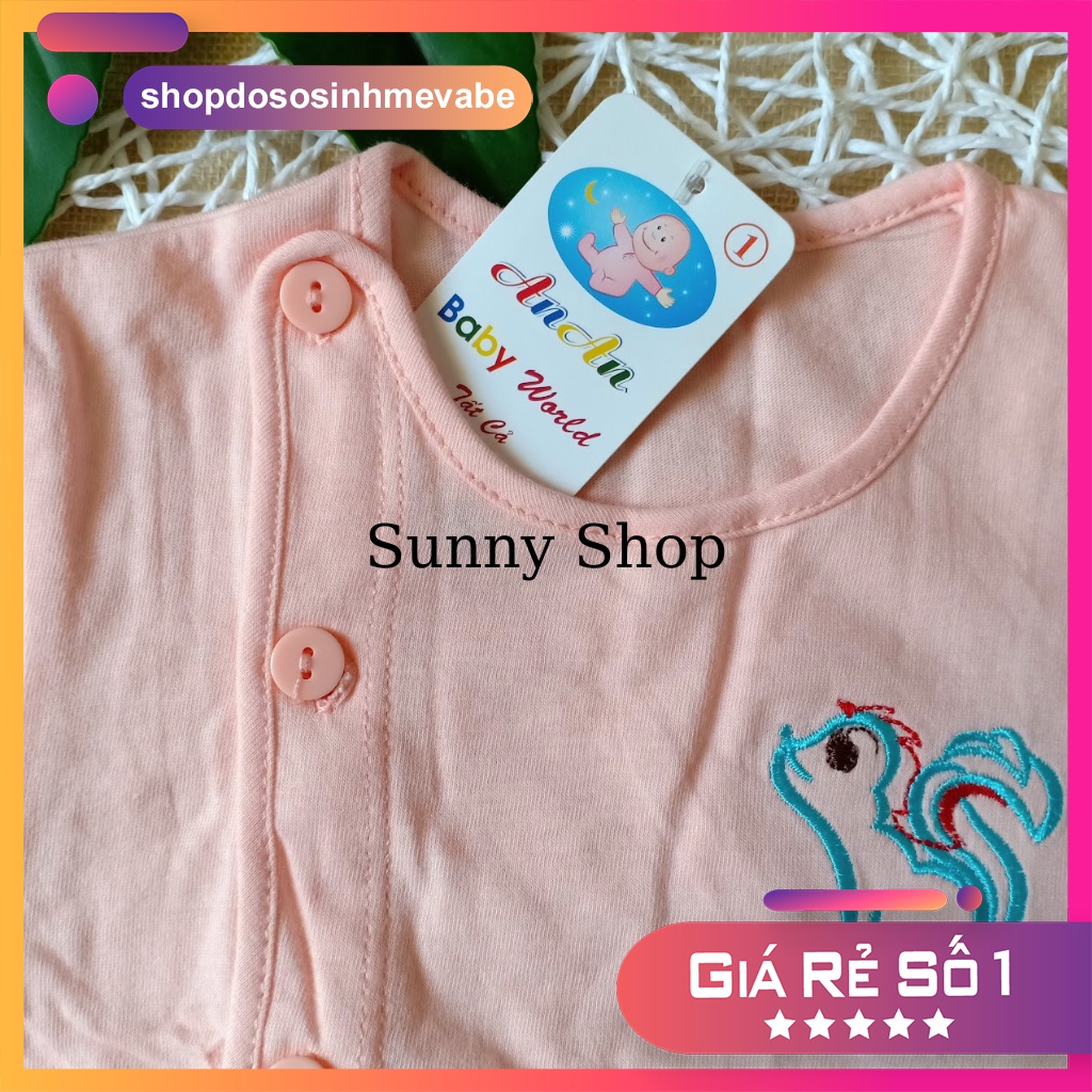 Áo sơ sinh MÀU BÁC SĨ tay DÀI AN AN/ Áo cúc lệch em bé