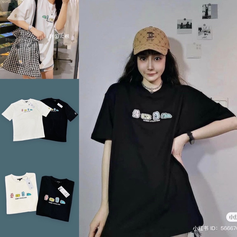 Áo thun xuất hàn oversize nam nữ unisex topten thêu hình ngộ nghĩnh