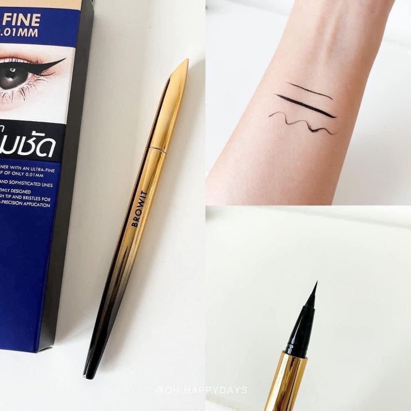 Bút kẻ mắt eyeliner Browit By Nong Chat Ultra Fine Siêu Mảnh 0.01mm màu đen, đều mực, lâu trôi, ngòi siêu mảnh cao cấp