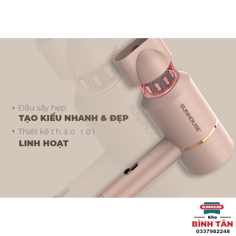 MÁY SẤY TÓC SUNHOUSE SHD2313 - Sấy khô tạo kiểu nhanh, 2 chế độ gió