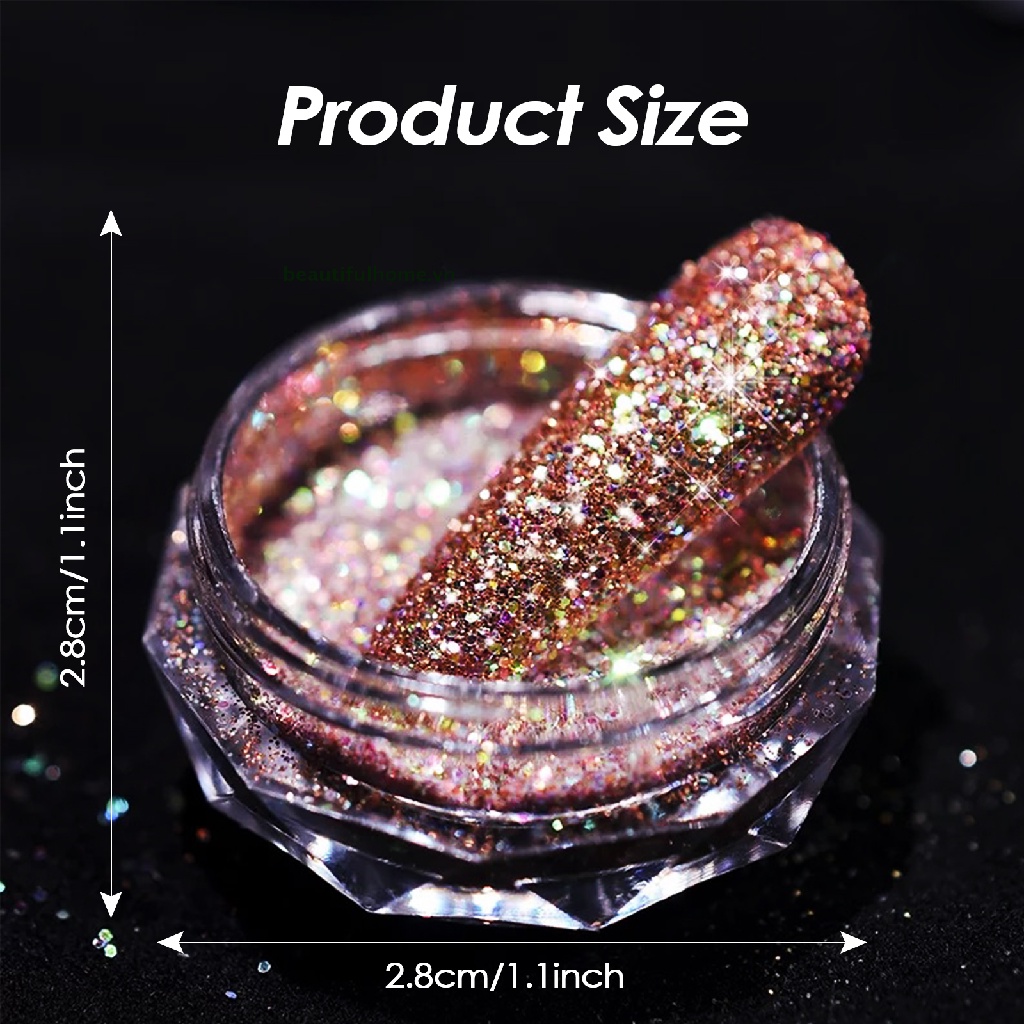 Bột Tráng Gương Màu Vàng Hồng Lấp Lánh Trang Trí Móng Nghệ Thuật