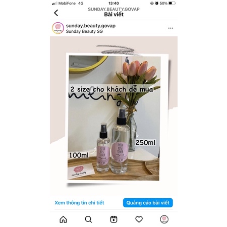 Toner hoa hồng handmade Sunday Beauty