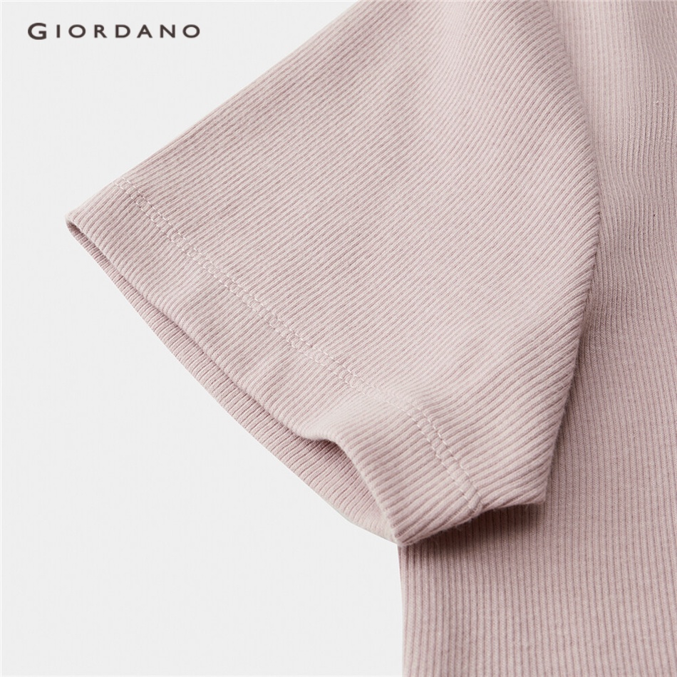 GIORDANO Áo sơ mi nữ polo tay ngắn sọc caro ôm vừa vặn nhiều màu tùy chọn 13313221
