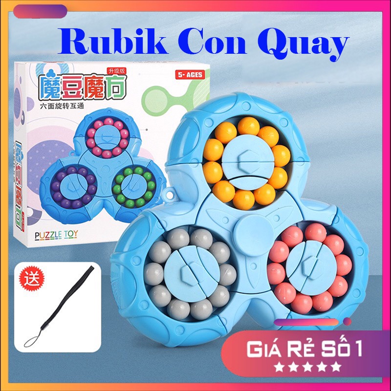 Rubik Con Quay Đồ Chơi Fidget Spinner Hình Hạt Đậu Ma Thuật 2 Trong 1 Giúp Giảm Stress