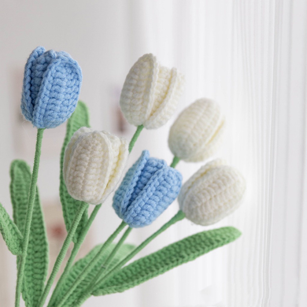 Hoa Len Handmade Tulip Bó Hoa Hồng Thú Bông Quà Tặng Bạn Gái Valentine Sinh Nhật Trang Trí Để Bàn