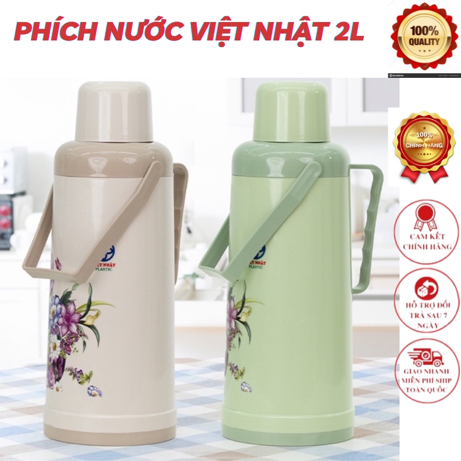 Phích Đựng Nước Nóng Việt Nhật Lõi Thủy Tinh Dung Tích 2L Hàng Cao Cấp