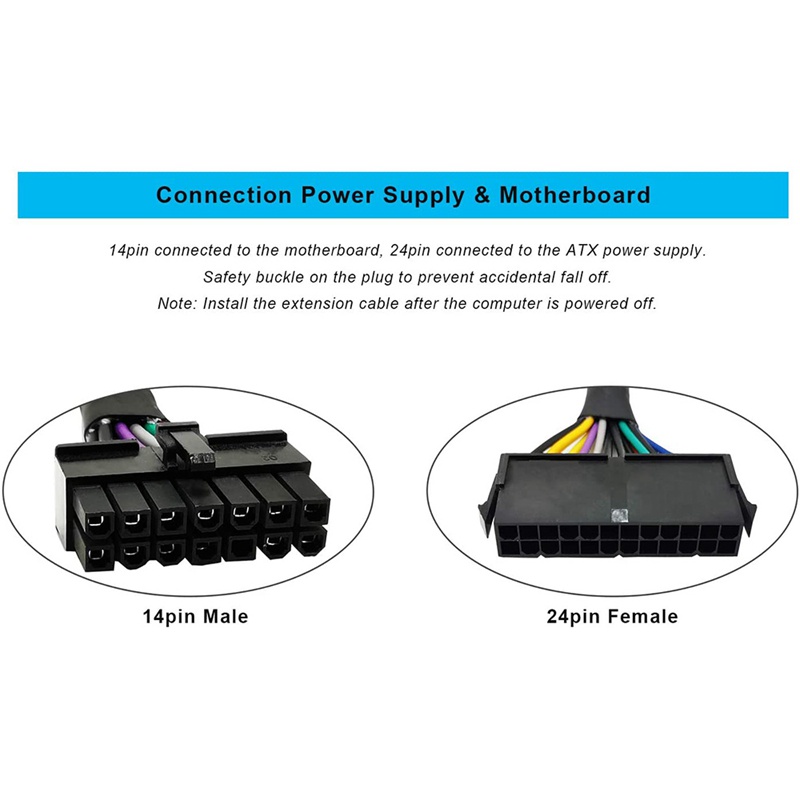 IBM Dây Cáp Chuyển Đổi Nguồn Điện 24 Pin Sang 14 Pin ATX PSU Cho Lenovo PC and Servers 12-Inch (30cm)