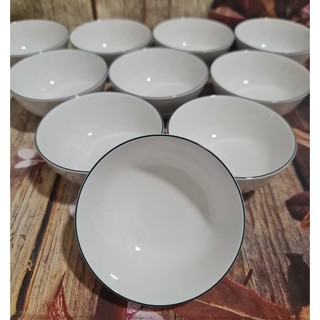 Bộ 10 chén sứ Minh Long viền xanh lá - chén sứ minh long viền xanh