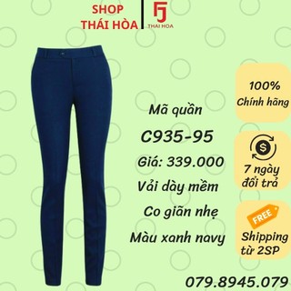 Quần tây Thái Hoà lưng cao 1 nút màu xanh cô ban C935-95
