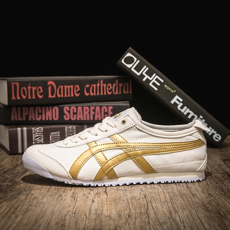 Giày Lười ASICS Onitsuka tiger M Xico 66 A Chính Hãng Bằng Da Màu Trắng Và Vàng Kim Cho Nam Và Nữ Chạy Bộ 66