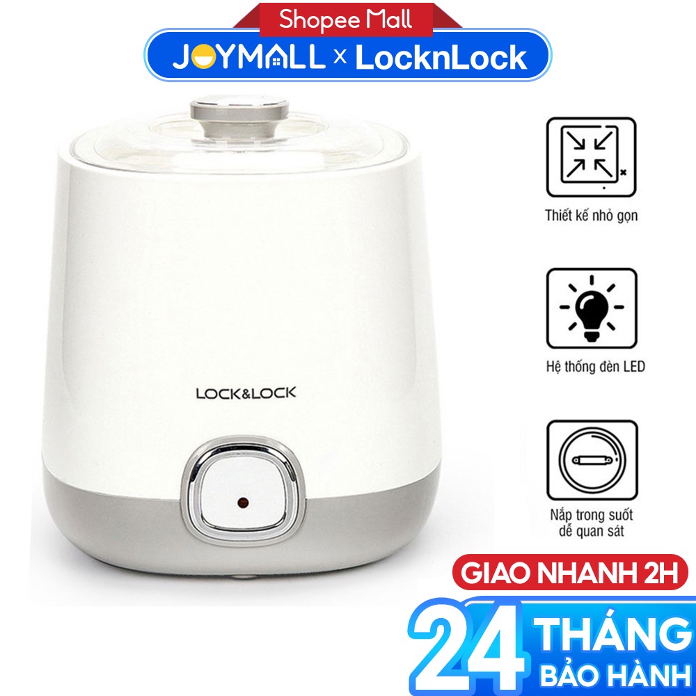 Máy làm sữa chua Lock&Lock EJY110SLV 1000ml - Hàng chính hãng nắp trong suốt dễ quan sát, lên men tự động - JoyMall