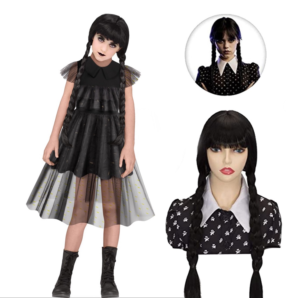 Đầm Lưới Đen Hoá Trang Lễ Hội Addams 2023 Cho Bé Gái