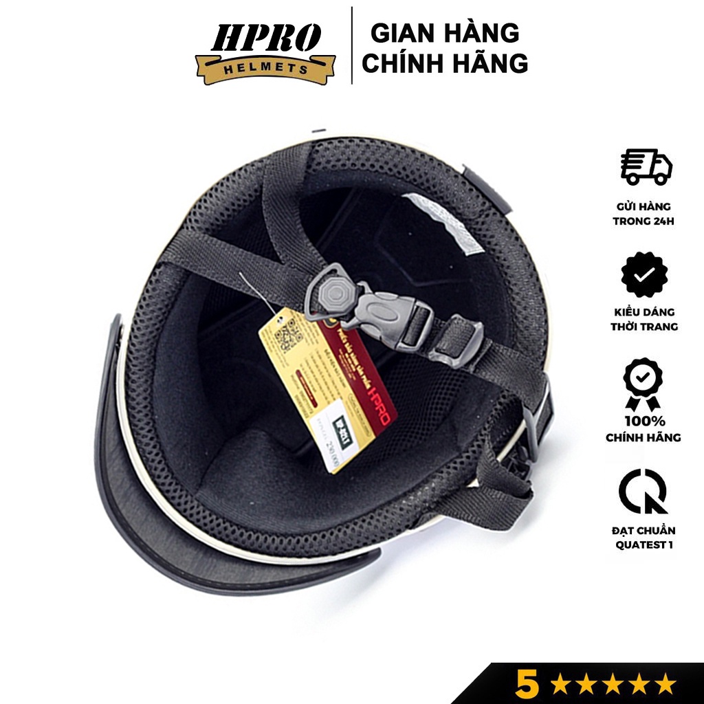 Mũ bảo hiểm nửa đầu thương hiệu Hpro helmet, màu đỏ đô mờ nổi bật, kiểu dáng trẻ trung năng động