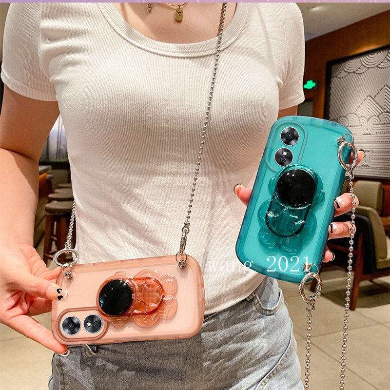 Ốp Điện Thoại Dẻo Trong Suốt Họa Tiết Phi Hành Gia Kèm Dây Đeo Cho OPPO Reno8 T 5G 4G Reno 8T 8 T 2023