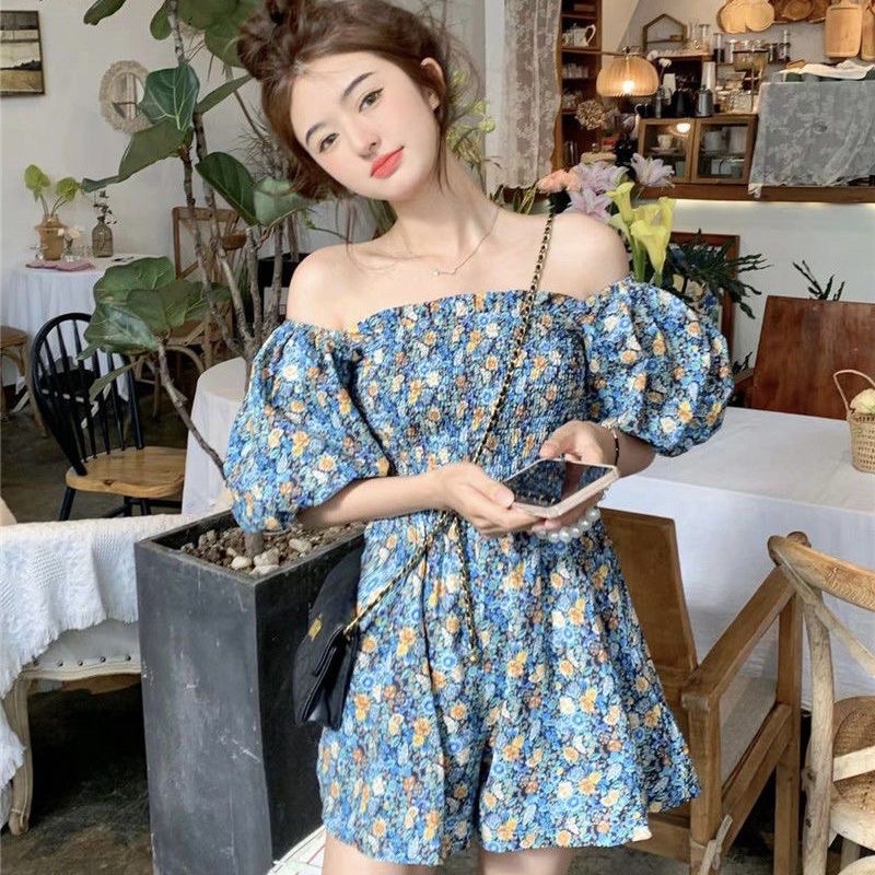 Jum voan trễ vai 2 lớp hoạ tiết hoa to hàng quảng châu