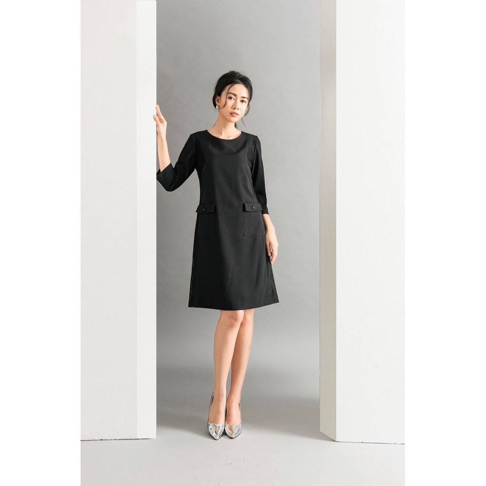 Đầm suông Fiona phối lưới 2 sườn 2 túi ốp Q104513