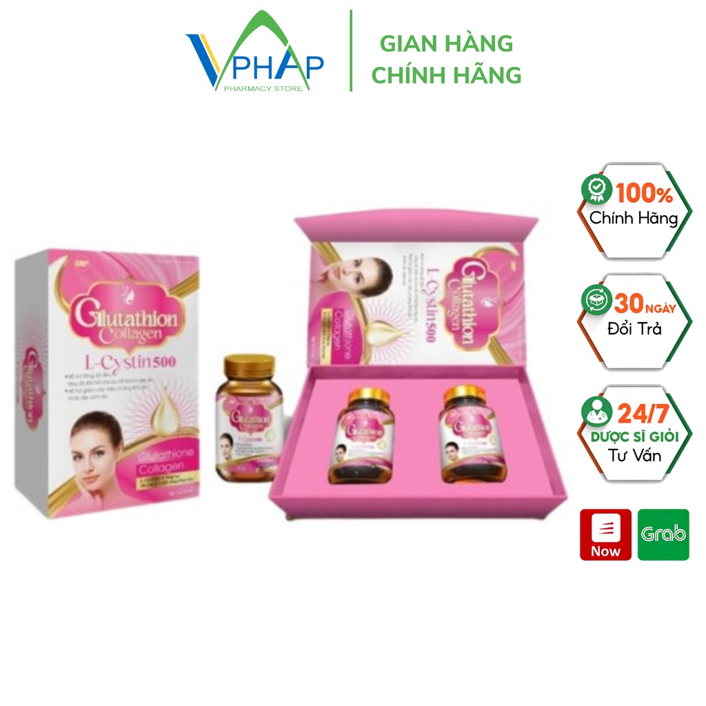 Viên uống Glutathion Collagen L Cystin 500 - Hỗ trợ tăng độ ẩm, tăng độ đàn hồi cho da