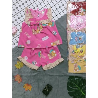 Bộ Lụa Sát Nách Phối Viền Bé (6-18kg) (giao màu ngẫu nhiên)