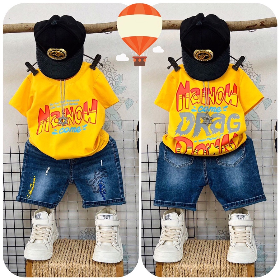 Quần áo bé trai, bộ jean mainow new sành điệu cho bé trai từ 12 đến 50 kg