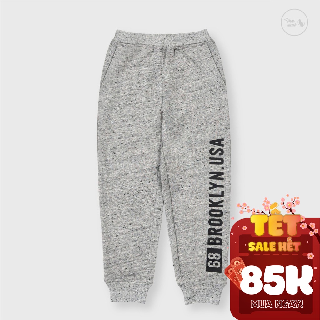 Quần thun bé trai BigFox Missmeow quần dài cho bé chất nỉ phong cách Âu Mỹ hình Brooklyn từ 10-37kg