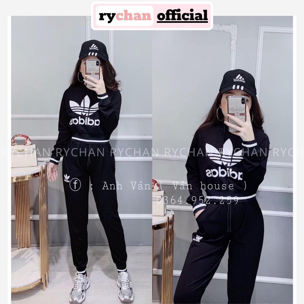 [Kèm Hình Thật] Set Thể Thao Spotty Croptop Hoodie Và Quần Jogger Vải Mịn Co Dãn Thấm Hút Mồ Hôi - SE112