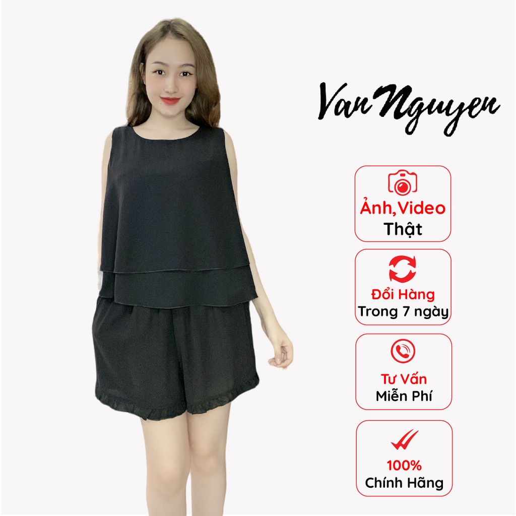 Đồ Bộ Đùi Vân Nguyễn-Chất Tằm Ý Cao Cấp Thiết Kế Áo 2 Tầng Sát Nách Dễ Thương Siêu Tôn Dáng Cho Nàng - B49