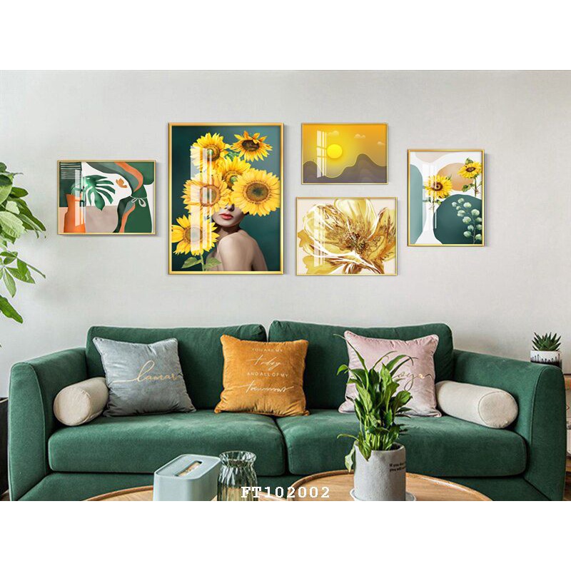 Combo bộ 7 bức tranh treo tường thành phố Hoa Hướng Dương Hoa Cúc Hồng Baby- Mẫu Mới Hiện Đại Nghệ Thuật - Melyhome Deco