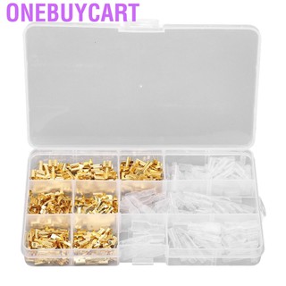 Onebuycart Wire Lugs Assortment Kit Brass Male Female Butt Connectors with Nylon Sheath Crimp Terminals