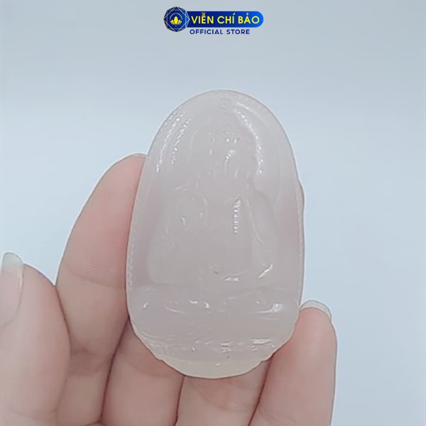 Mặt dây chuyền đá phong thủy nam nữ phật A Di Đà đá - Trắng thời trang phụ kiện trang sức Viễn Chí Bảo M200150