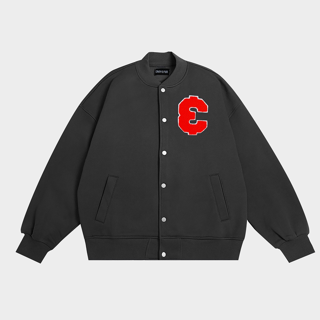 Áo khoác bóng chày nỉ bông nam nữ unisex logo thêu BASEBALL EASY JACKET