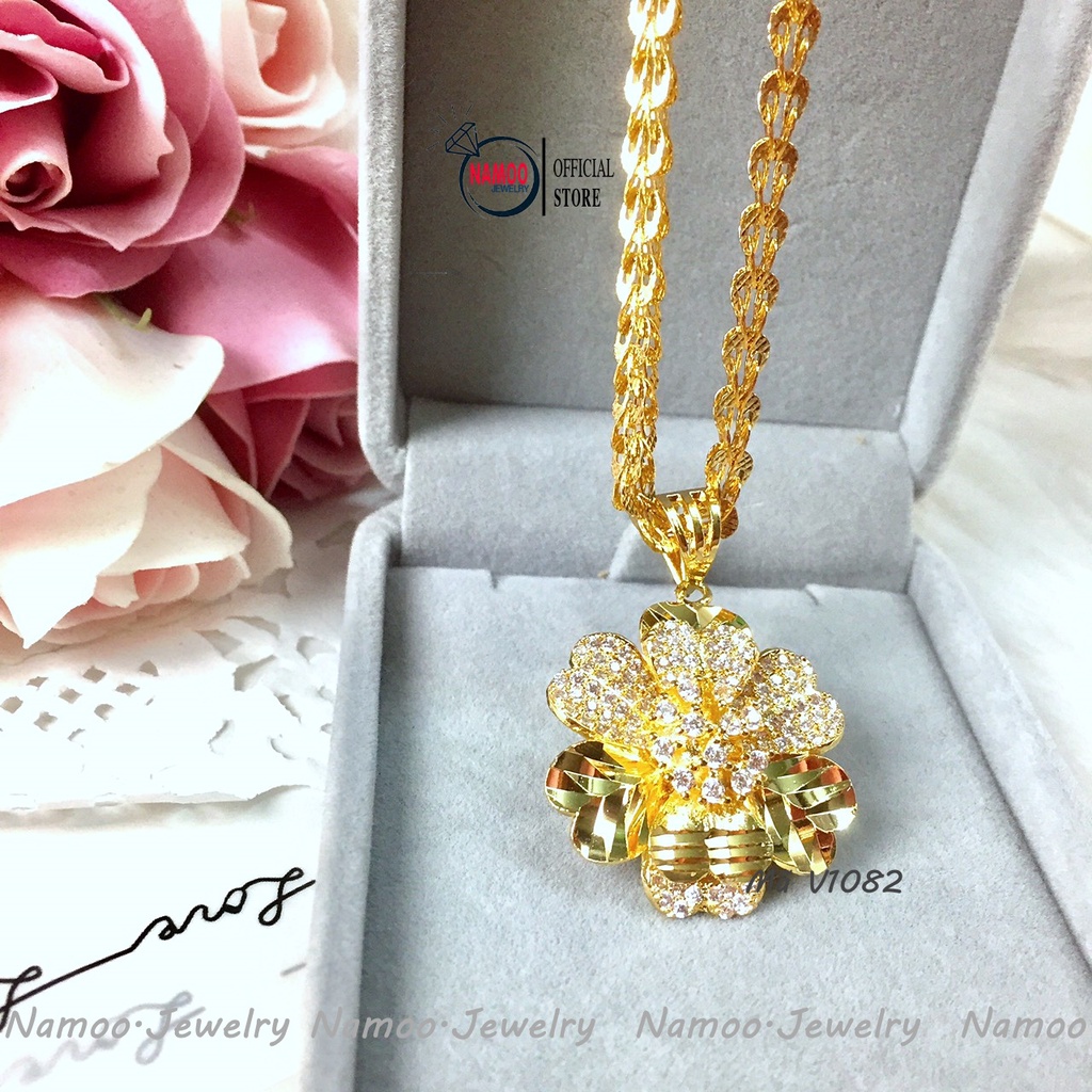 Dây CHuyền Mặt Hoa Đính Đá Tinh Xảo V1082 Namoo Jerwelry