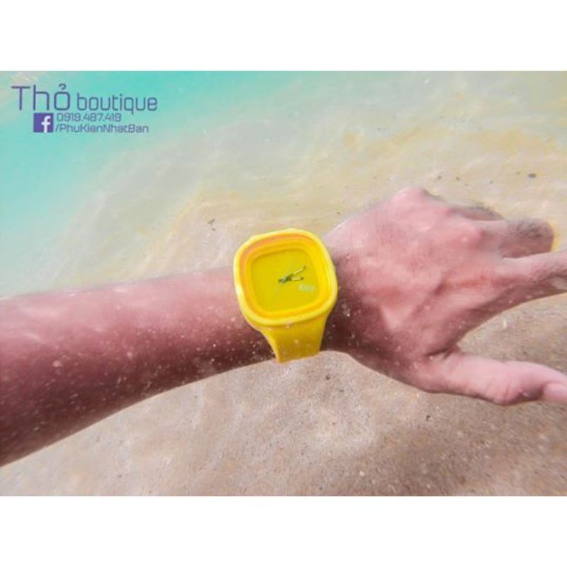 Đồng hồ kim mặt vuông ZGO unisex hồng, vàng, xanh lá, xanh dương trắng, tím silicone chống nước 3M