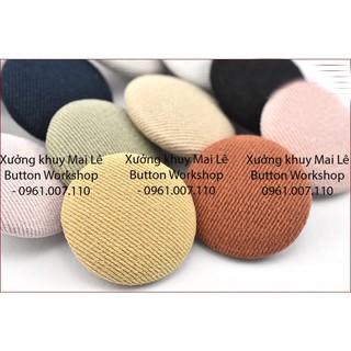 Set 10 Khuy bọc vải, cúc vải, nút bọc vải trơn màu, phụ liệu may Hihata Textile