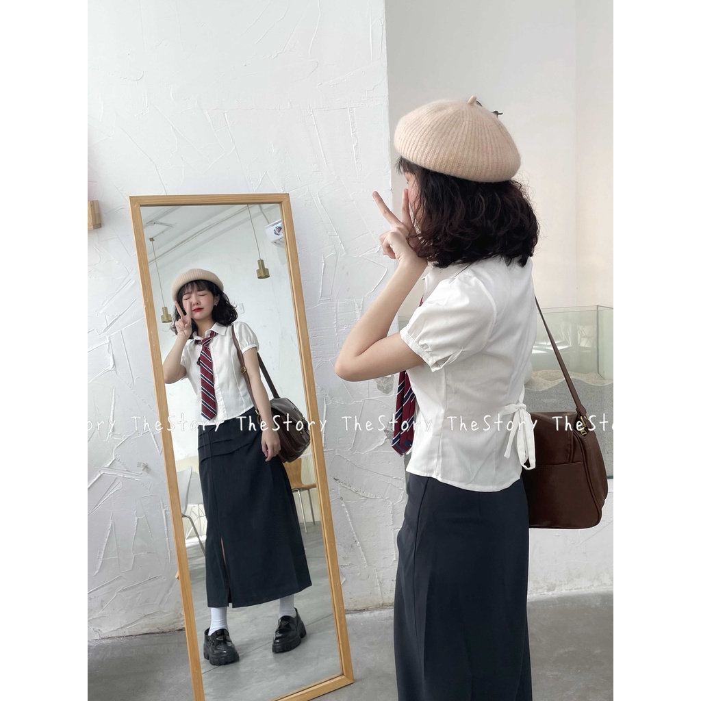 Set áo sơ mi trắng và cà vạt đỏ  S639