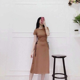 Đầm boay thun rút dây eo tạo dáng