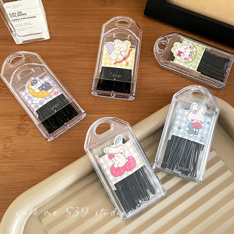 Set 30 Kẹp Tóc Thẳng Màu Đen Phong Cách Mới Cho Nữ