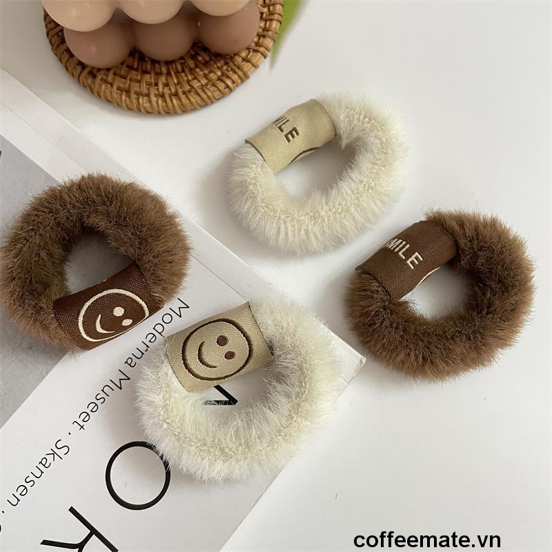 【coffeemate】⚡Dây Buộc Tóc Lông Mịn Mẫu Mặt Cười Thời Trang Mùa Đông Mới Của Hàn Quốc Dễ Thương