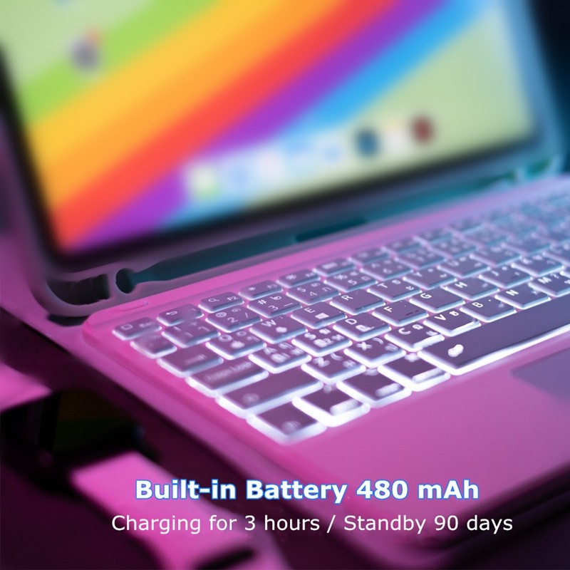 Bao da máy tính bảng NIXXOS có bàn phím 7 màu thích hợp cho iPad 10.9'' iPad 10th Gen Air4 Pro 11inch 10.2'' gen 7 8 9