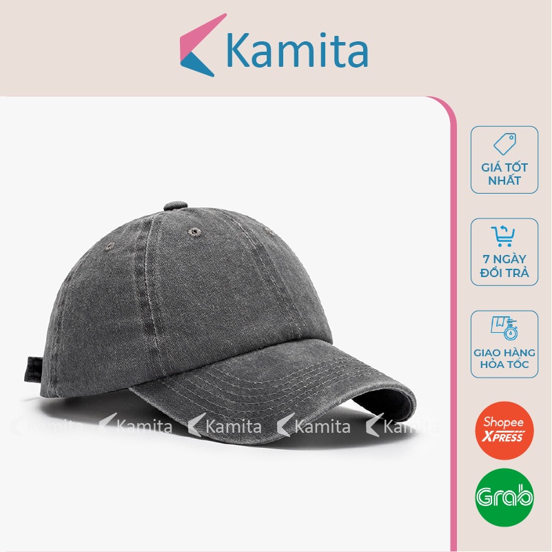 Mũ Lưỡi Trai, Nón Lưỡi Trai Trơn KAMITA Unisex Nam Nữ Hàn Quốc, Nón Kết Đen Be Đẹp Vải Jean Cao Cấp Chính Hãng KM05