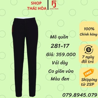 Quần tây Thái Hòa vải dày dặn co giãn màu đen 281 349