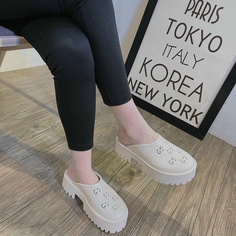 Dép Sục nhựa gucci đế cao