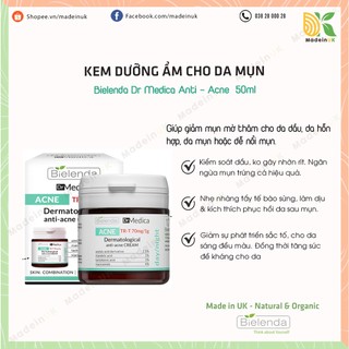 Kem Dưỡng Ẩm Giảm Mụn, Mờ Thâm Bielenda Dr Medica Anti-Acne Ba Lan ( Xanh Lá)