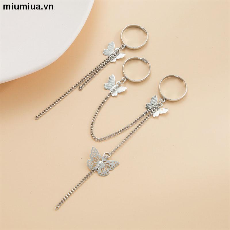 miumiuaNhẫn hở hình bướm kết hợp dây xích có thể điều chỉnh phong cách cá tính cho nam và nữ