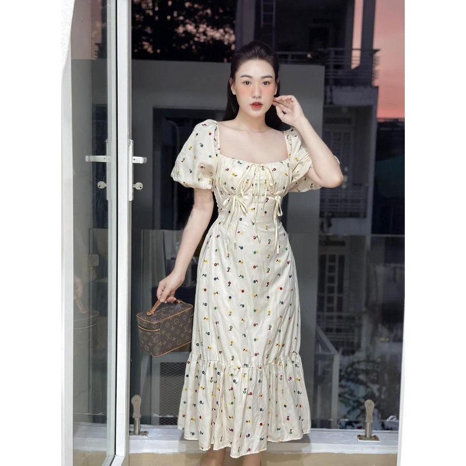 ✨BÁN SỈ✨ĐẦM HOA CÚP NGỰC CHUN SAU ĐUÔI CÁ HOẠT TIẾT THÊU