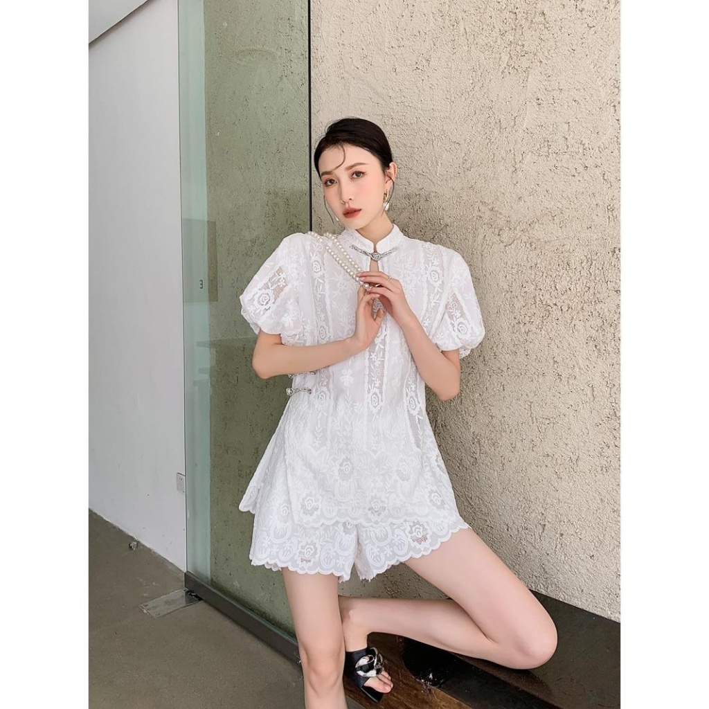 Áo Sơ Mi Trắng Tay Lửng Thêu Họa Tiết Phong Cách Mới Mùa Hè Cho Nữ
