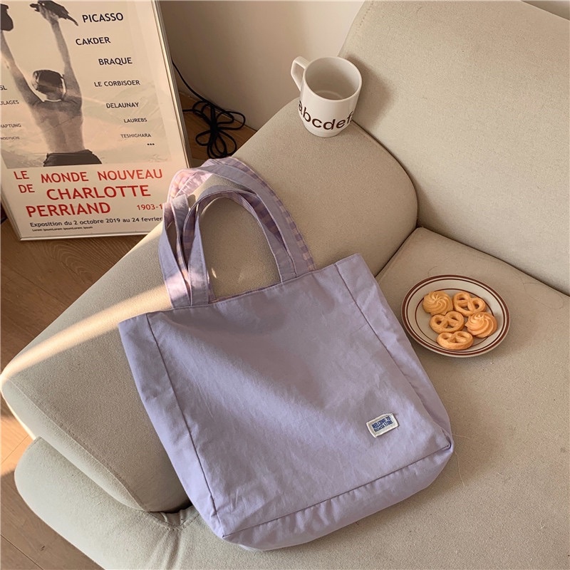 Túi Canvas Đeo Chéo Đeo Vai 2 Mặt Không Khoá