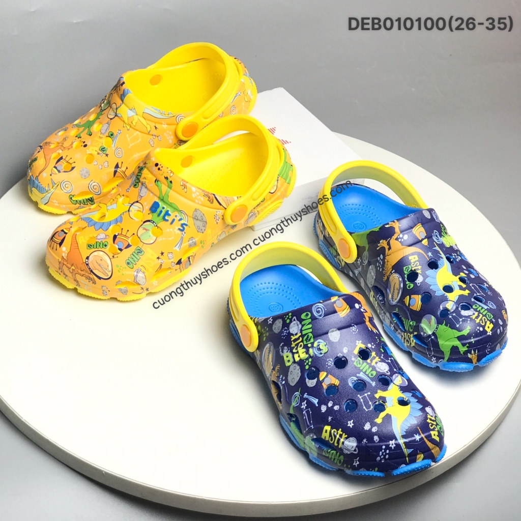 Dép sục nhựa siêu nhẹ bé trai bé gái   ❤️FREESHIP❤️ Sục nhựa lỗ họa tiết khủng long DEB010100