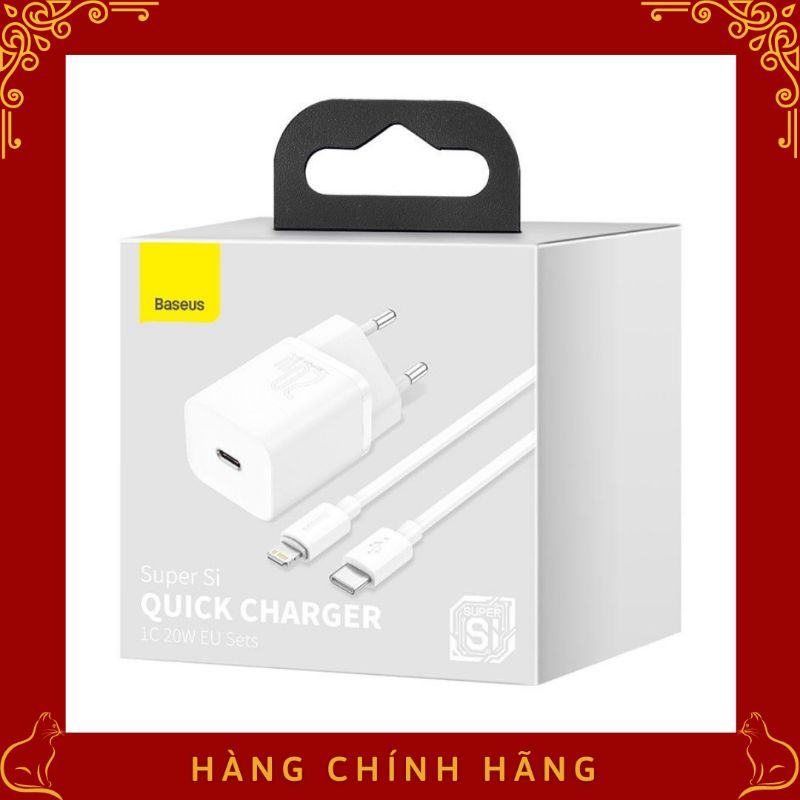 Bộ Sạc Nhanh Baseus Super Si Mini USB C 20W cho IPhone (kèm cáp)